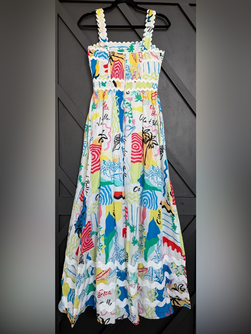NWT Prosperina Florence Multi Tropical Print Linen Maxi Dress, Size XS - Picture 8 of 15